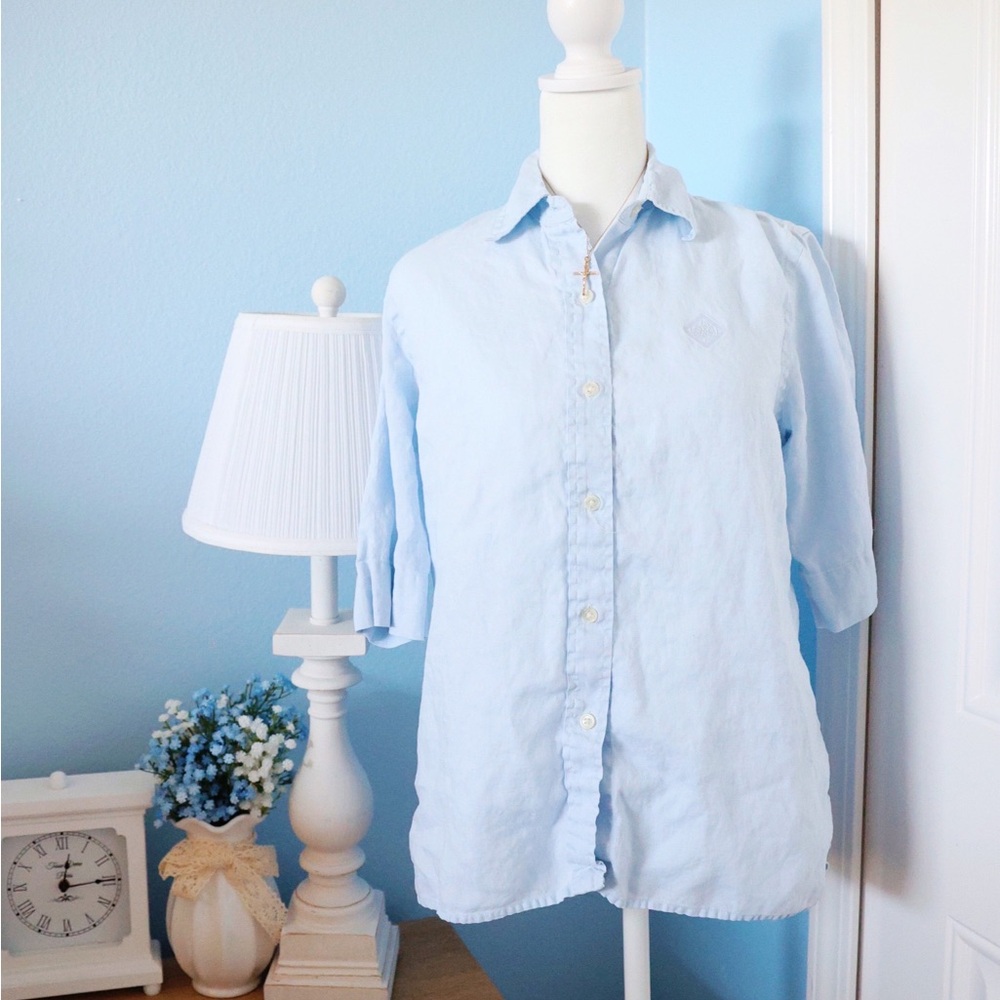 Ralph Lauren Light Blue Button-Down Shirt linen